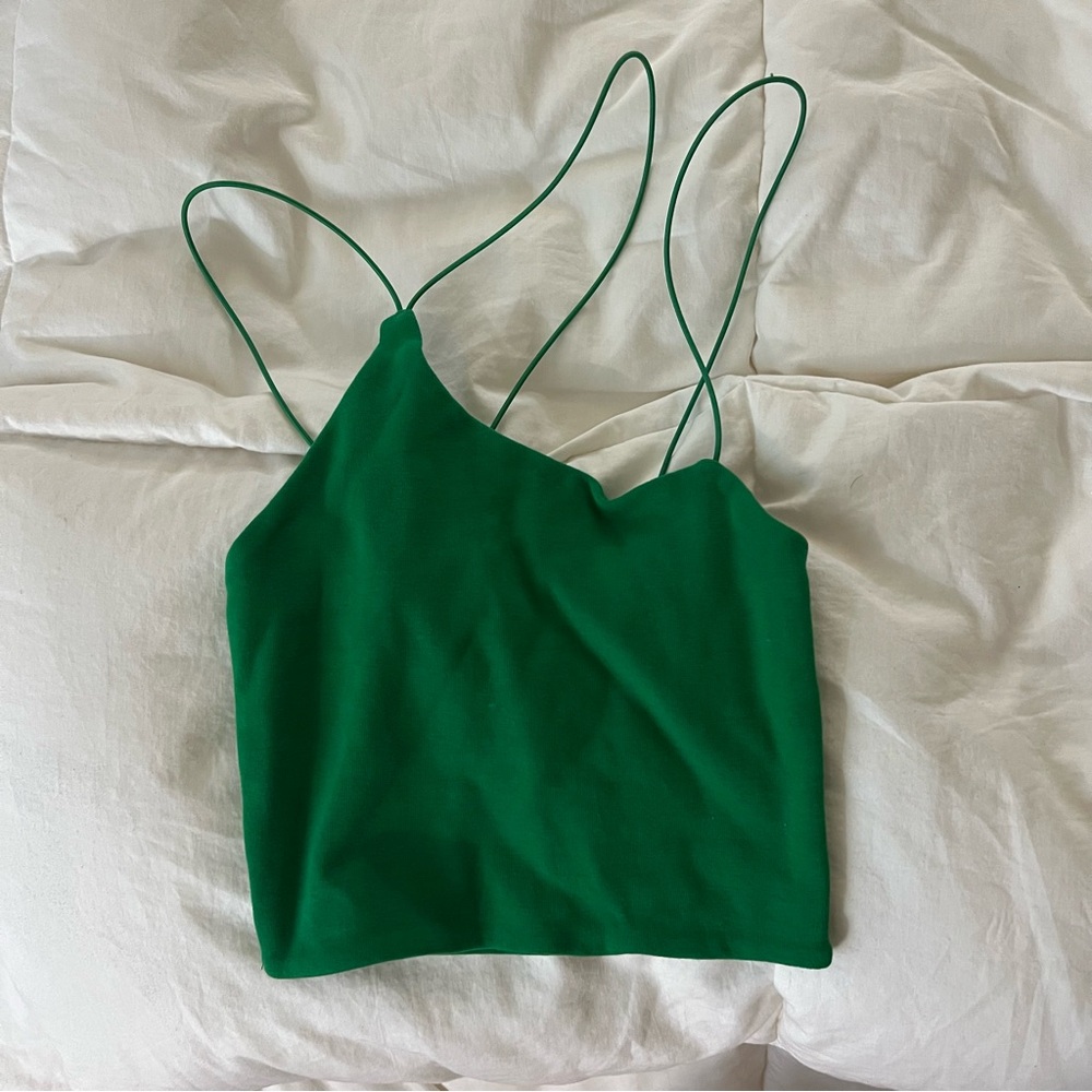 Zara Green Asymmetrical Crop